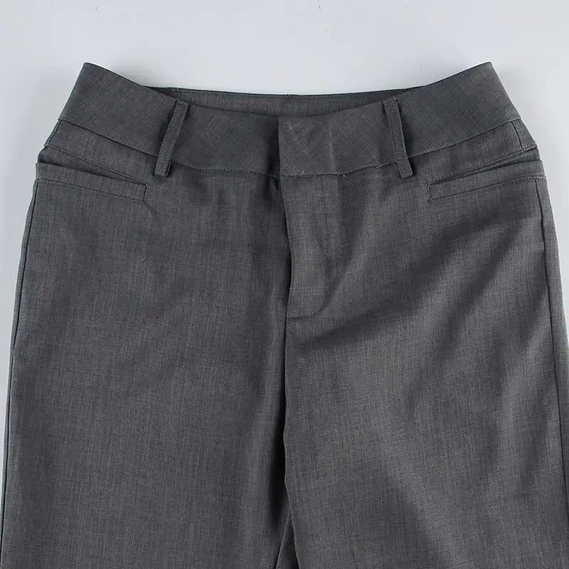 Sophisticated Pants Textured Pleated Low-Waist Pants Figure-Flattering Tailored Woven Pants Curve Enhancing Long Trousers