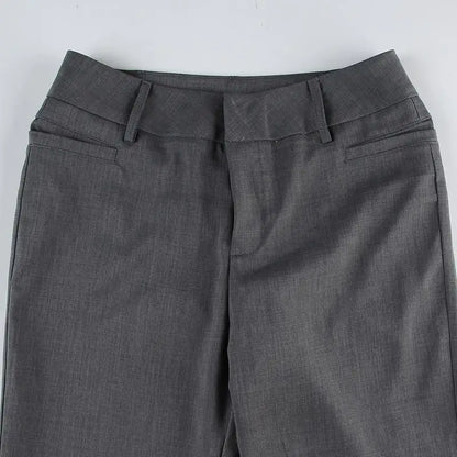 Sophisticated Pants Textured Pleated Low-Waist Pants Figure-Flattering Tailored Woven Pants Curve Enhancing Long Trousers