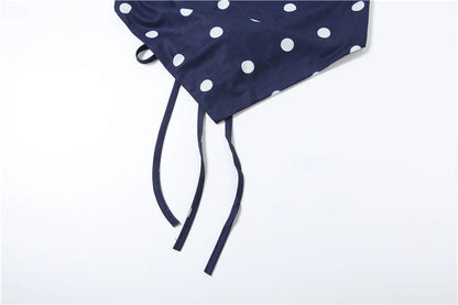 Sexy Polka Dot Print 2-Piece Set Women Halter Bandage Halter Backless Sleeveless Mini Tops+Straight Skirt Matching Suit