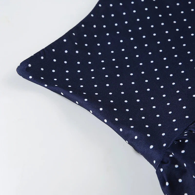 Dot Print V-neck Halter Camisole Top and A-line Layered Skirt Suit Fashion Sexy Women Backless Summer Two Piece Set