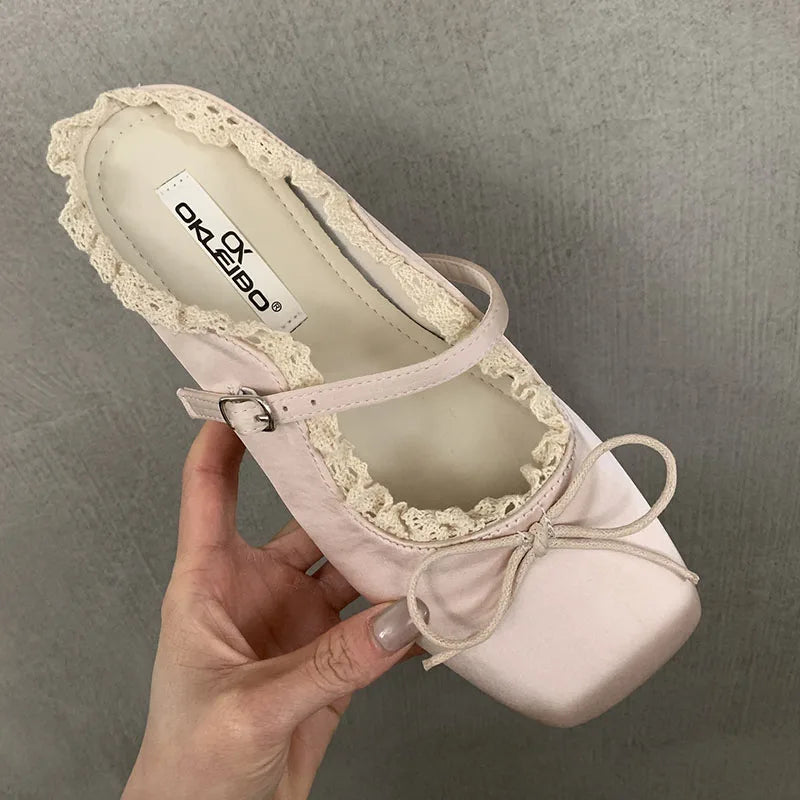 Summer Spring Female Slides Ladies Flats Slippers Shoes Fashion Butterfly-Knot Women Flats Slippers Sandals Shoes Mules