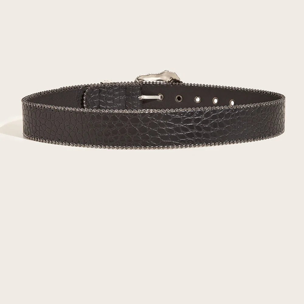 Unisex Jeans Belt Goth Y2k Designer Belts For Women High Quality Luxury Black Punk Accessory 3.8cm Waistband Men Belt Boho