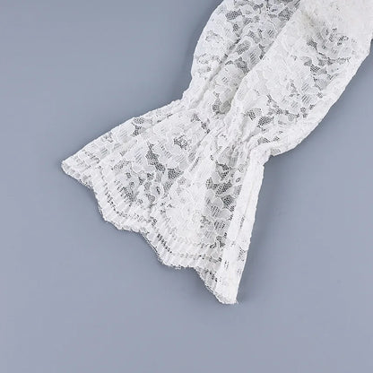 New lace see through double-layer ruffle collar shirt with stylish and stylish design