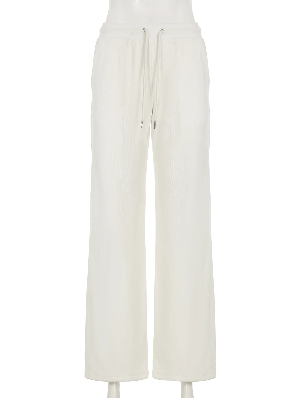 Casual Solid Bandage Wide Leg Pants Basic Mid-Waisted Straight Pants Women Autumn Spring Fashion Streetwear Ladies