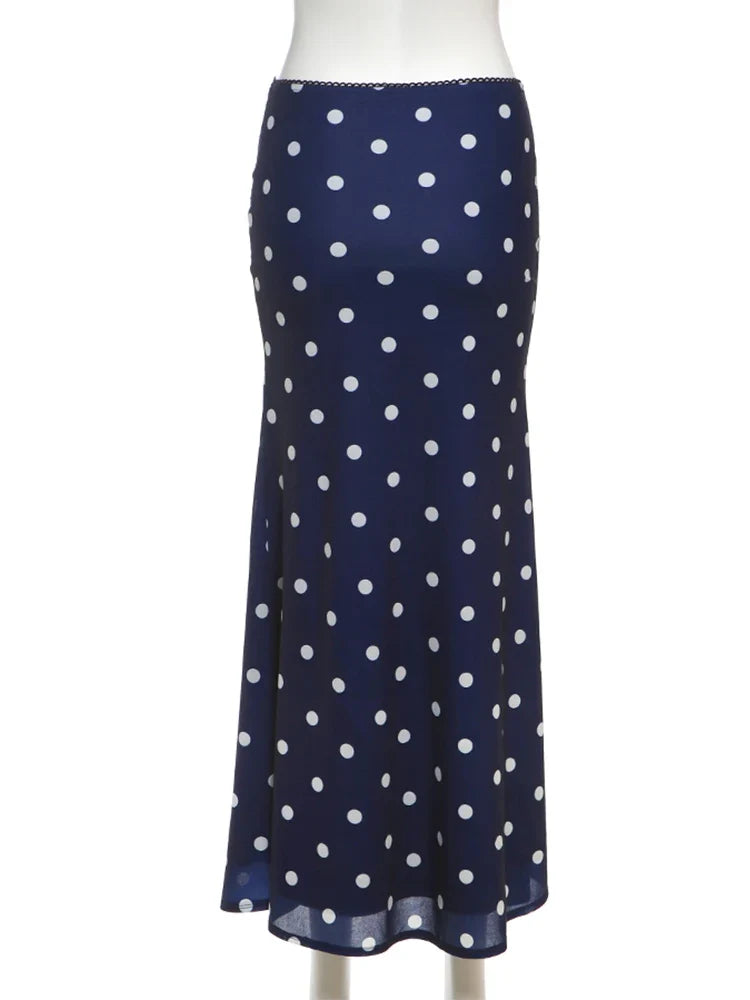 Sexy Polka Dot Print 2-Piece Set Women Halter Bandage Halter Backless Sleeveless Mini Tops+Straight Skirt Matching Suit