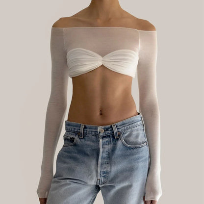 Shell Patchwork See-through Strapless
