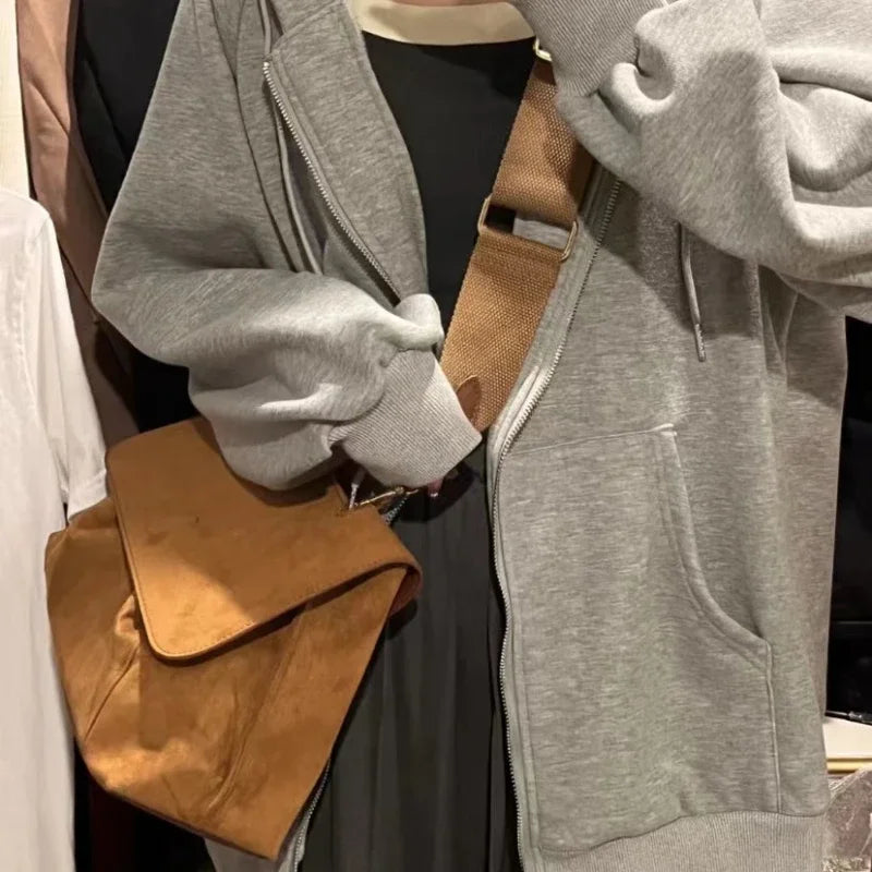 New Women Trend Fashion Crossbody Bag Streetwear Y2k Aesthetic All Match Handbags Vintage Casual Solid Simple Shoulder Bags