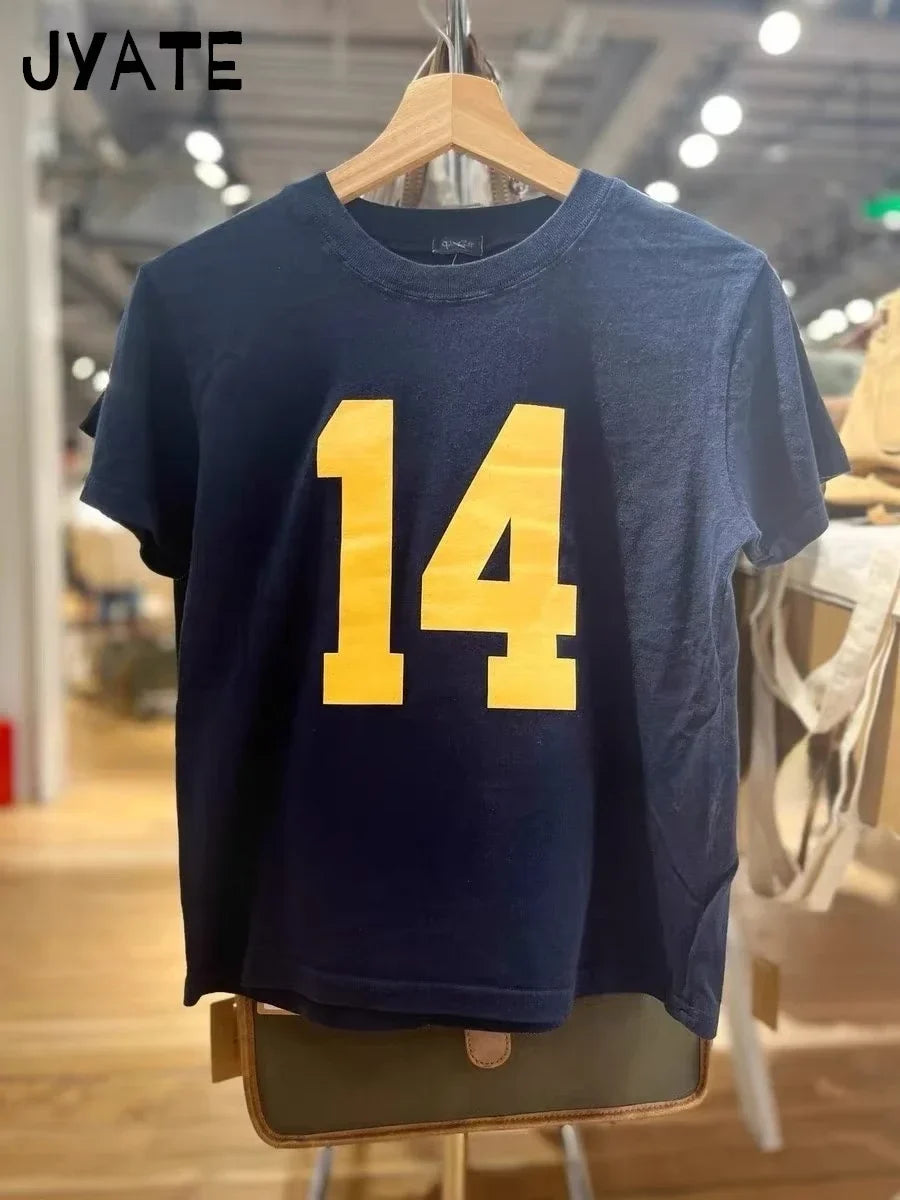 Classic Number Graphic Print Women Summer Cotton T-shirts Soft Casual Loose O-neck Tees Vintage Short Sleeve Streetwear Y2K Tops