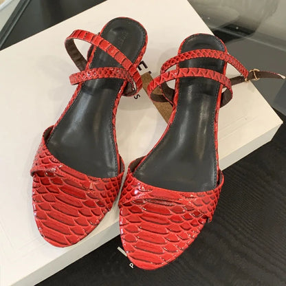 Fashion Round Toe Ladies Low Heel Sandals Shoes New In Summer Female Ankle Buckle Elegant Women Heeled Sandals Shoes Pumps