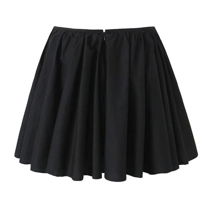 Lacing Up Bow Zipper Waist Asymmetrical A-lined Ruched Mini Skirt Skater Skirts sexy women black mini skirt