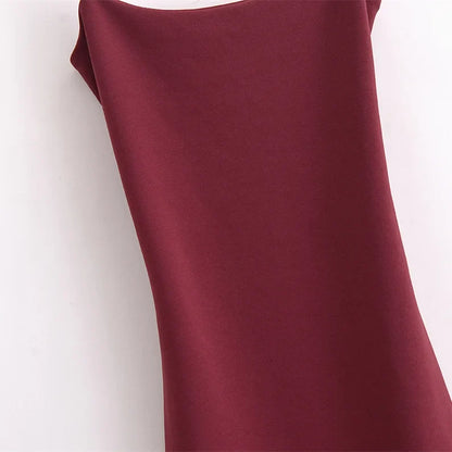 Women's retro summer new style sleeveless spaghetti strap elastic slim fit midi dress backless design fashionable and charming