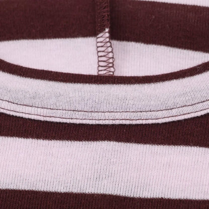 Women's Spring Fashion Versatile Round Neck Striped Short Pullover Top Female Elegant High Street Casual Long Sleeve Top