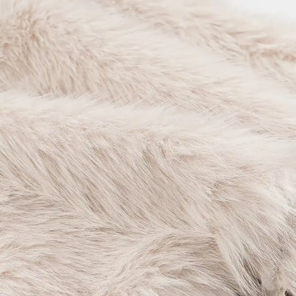 Temperament White Women Imitation Fur Jacket Round Neck Short Full Sleeve Female Faux Fur Coat Instagram-Style Lady Eco Fur Coat
