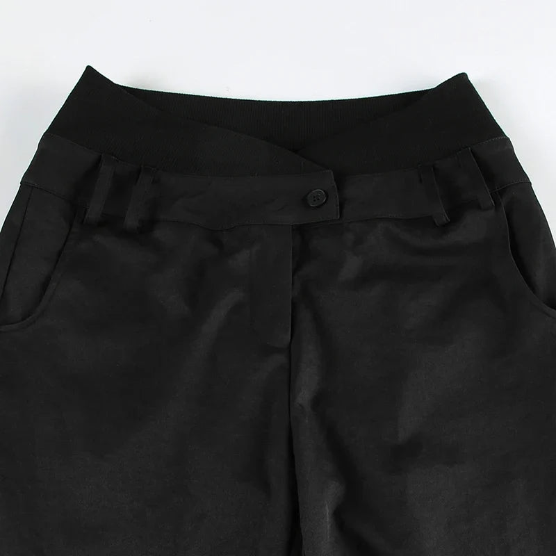 Irregular Waist Flared Pants Baggy Boot Cut Trousers Casual Basic All-match Streetwear Chic Fashion Outfits Women