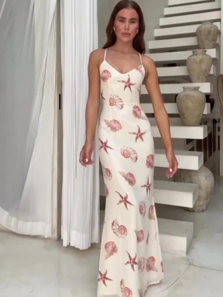 Strapless Starfish Seashell Print A-Line Mini Dress