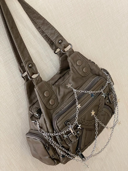 Cool Women Shoulder Bags Y2K Bag Luxury Leather Crossbody Bag Solid Color Messenger Bag Purse Hobos Handbags bolsa