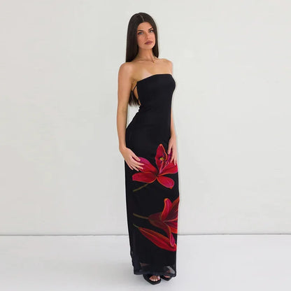 Lily Floral Print Strapless Bodycon Maxi Dress