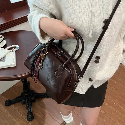 Small PU Leather Shoulder Bags For Women New Winter Y2K Korean Fashion Retro Crossbody Bag Trend Simple Handbags And Purses