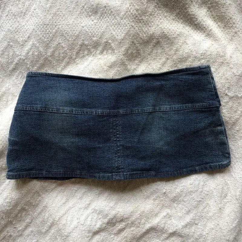 Simple solid color casual niche aesthetic bag hip kawaii denim short skirts for women sexy slim fit fashion versatile mini skirt