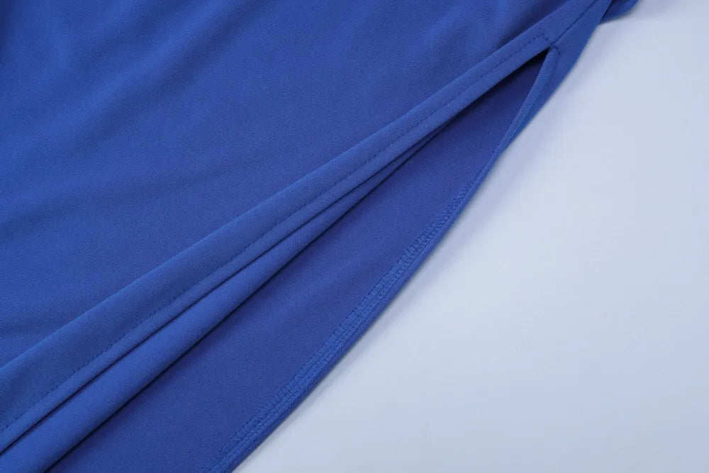 New Summer Women Dress Solid Color Halter Neck Sleeveless Backless Slim Ruched Side Split Elegant Party Long Dress