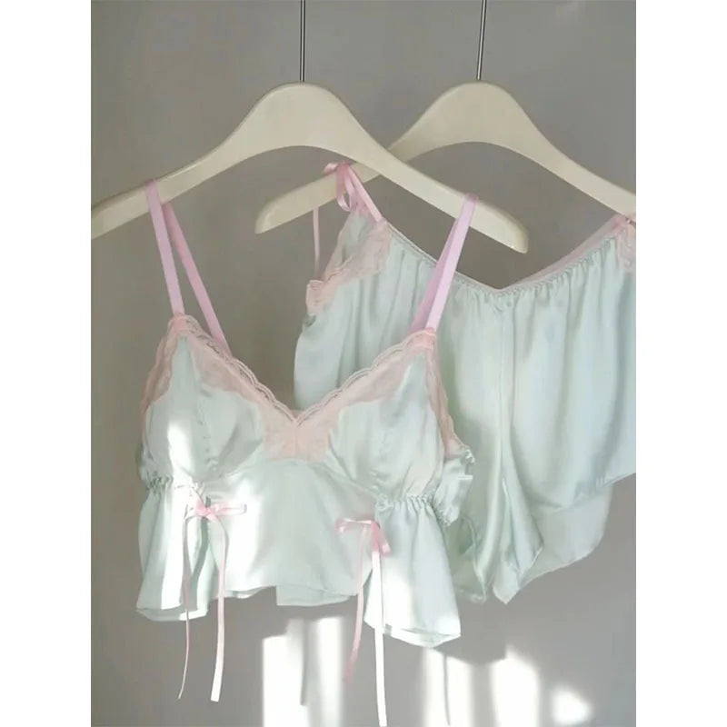 Pure lace lace lace with chest cushion sleepwear for women's summer new style plus size suspender sleepwear set