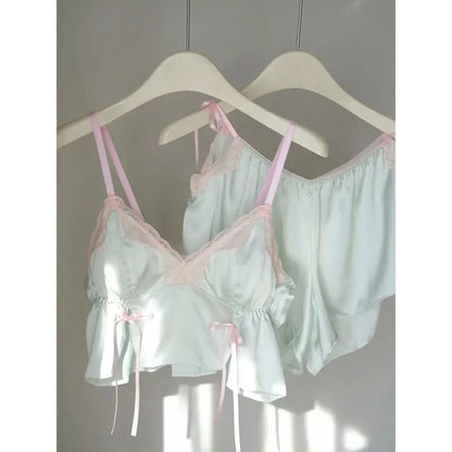 Pure lace lace lace with chest cushion sleepwear for women's summer new style plus size suspender sleepwear set