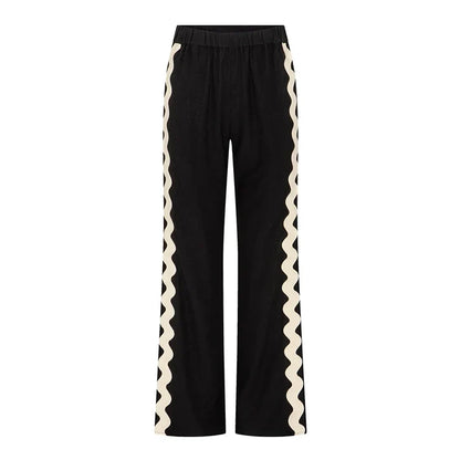 Casual Sleeveless Shirts Long Pant Woman's Set Versatile Loose O-neck Shirts High Waist Trousers Sets Female Spring Chic Outfits