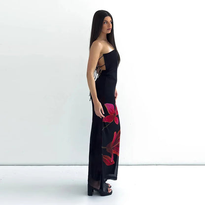Lily Floral Print Strapless Bodycon Maxi Dress