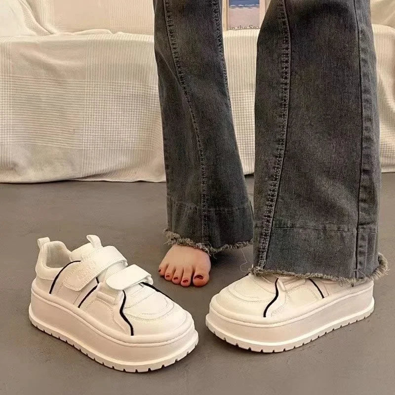 Little White Shoes Heightening Women's Shoes New Outdoor Sneakers Summer Leather Platform Casual Running Shoes Girl