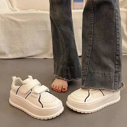Little White Shoes Heightening Women's Shoes New Outdoor Sneakers Summer Leather Platform Casual Running Shoes Girl