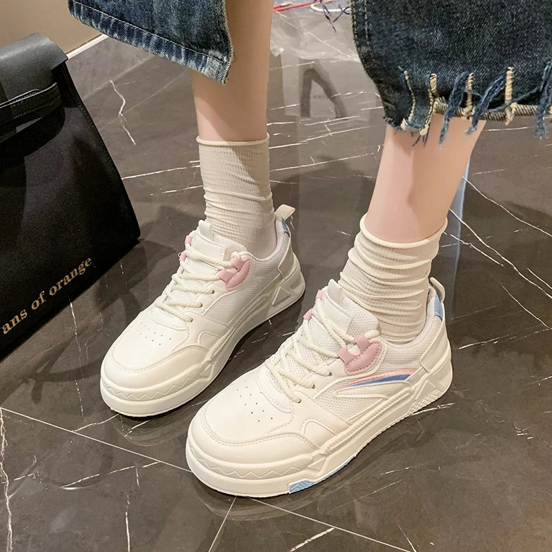 Women's Autumn Sneakers Woman Platform Sport Shoes Female Flat Casual Shoes Breathable Lace Up Tennis Vulcanized Shoes