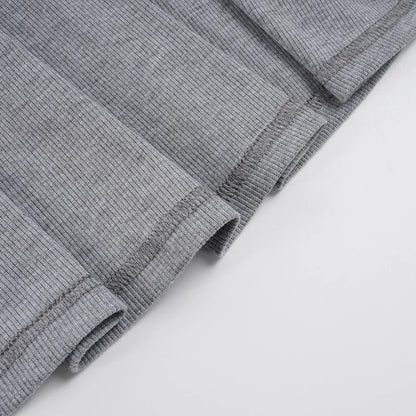 Korean Preppy Style Grey Dress Women's Patchwork Lapel Collar Button Long Sleeve Slim Fake Two-Piece Pleated Mini Dress