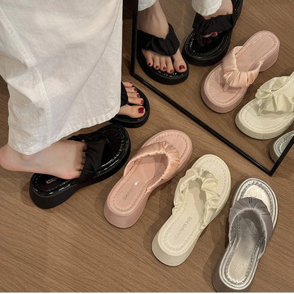 Summer Flip Flop Women Fashion Clip Toe Slippers Casual Comfort Platform Flats Beach Vacation Slides Shoes