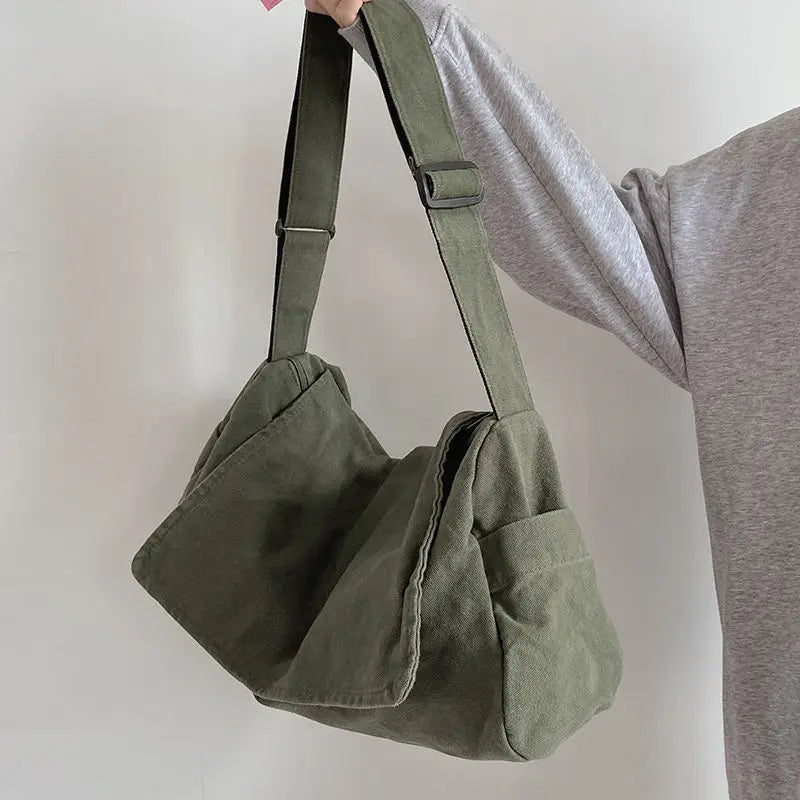 Canvas Bag for Female College Students Class Crossbody Postman Large Capacity Fashion Shoulder Bags