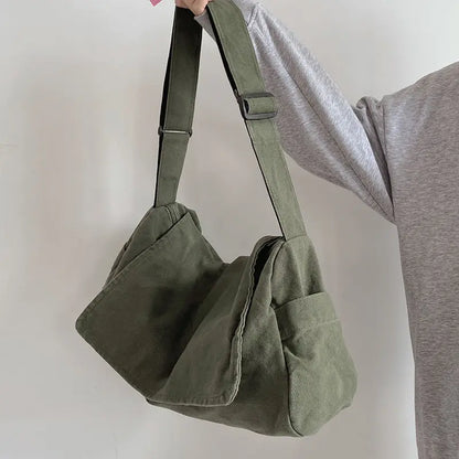 Canvas Bag for Female College Students Class Crossbody Postman Large Capacity Fashion Shoulder Bags