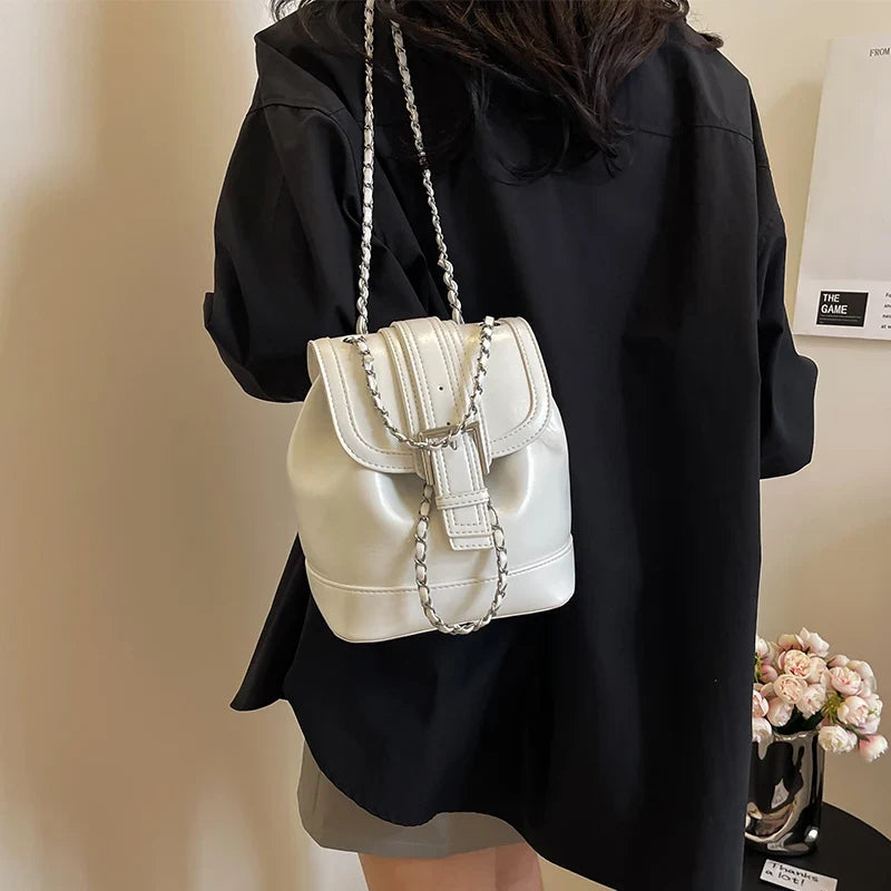 Large Capacity Backpack Fashion Soft Leather Handbag Purse Trendy College School Bag Casual Travel Backpack Women's Shoulder Bag