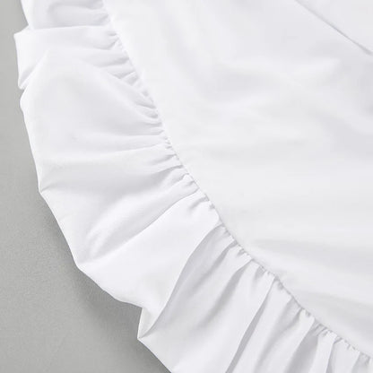 Spring and summer casual white versatile sexy suspender V-neck fashionable dress slim commuting short skirt for women