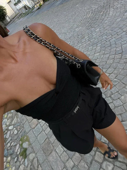 Knit Corset Basic Backless Strapless
