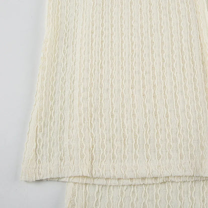 Women Stylish Fabric Texture Beach Knitted Pants Summer Chic Fashion Straight Trousers Holiday Style Minimalist Pants