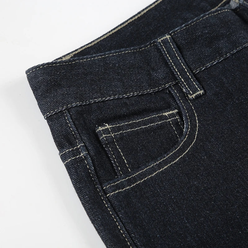 Basic Low Rise Straight Jeans Streetwear y2k Letter Embroidery Baggy Denim Pants Women's Trouser Vintage 2000s Mom Jeans