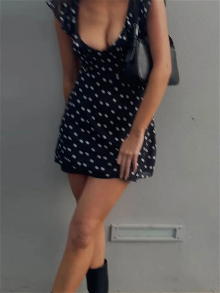 Sexy Mesh Patchwork Mini Dress Female Sleeveless V-Neck Contrast High Waist Slim Party Dress For Women Summer Y2k Dress
