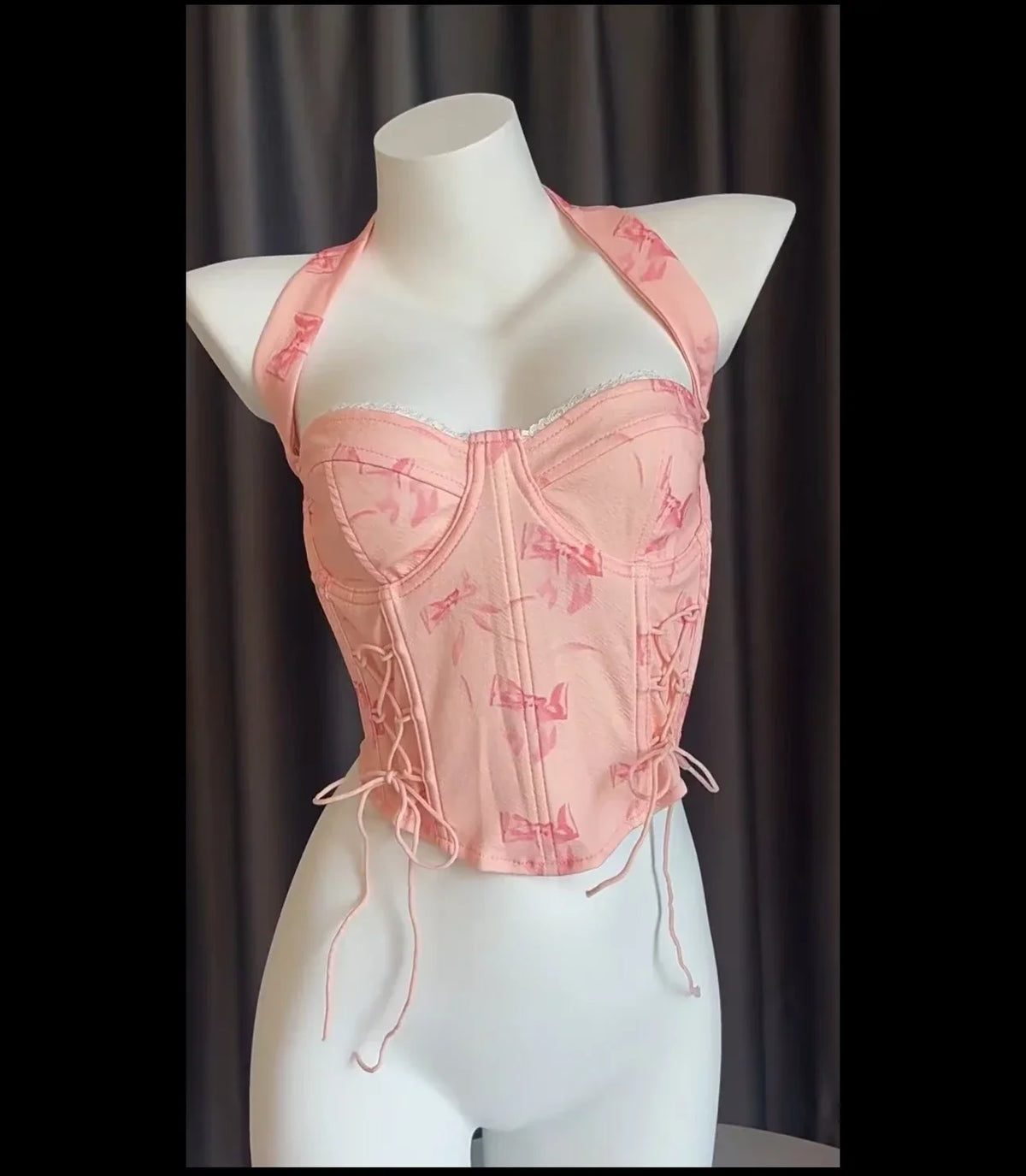 New Pure Lust ins hanging neck sexy printed herringbone corset strappy hottie bustier vest