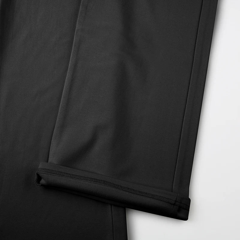 Drawstring Solid Women Slacks Turndown Waist Straight Casual Pants Concise Knitted Sweatpants All-matched Trousers Home