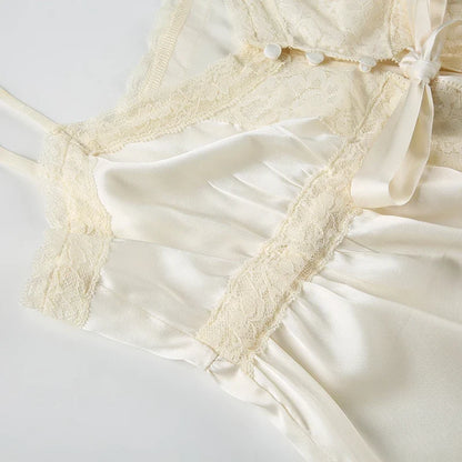 Lace Patchwork Button-up Camisole Fairycore Aesthetic Lace-up Sleeveless Tops Coquette V-neck Corset French Style Vest