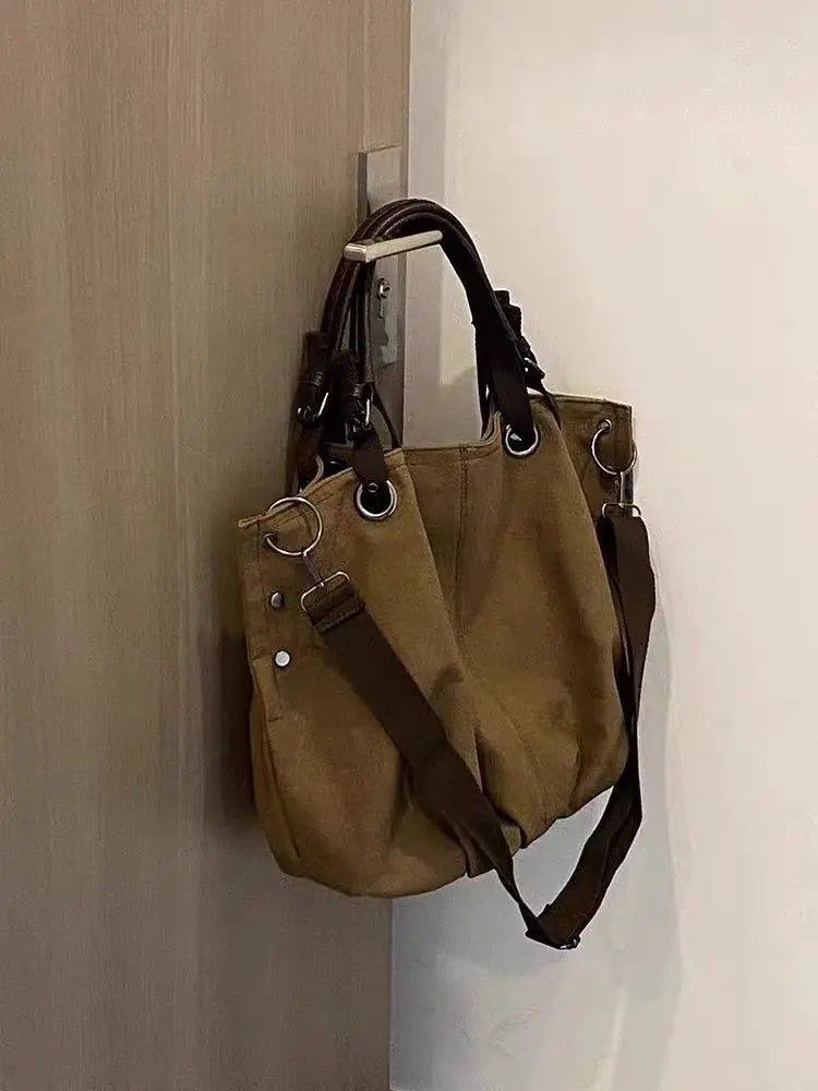 Japanese Retro Safari Style Canvas Bag New Large Capacity Multifunctional Crossbody Tote Bags