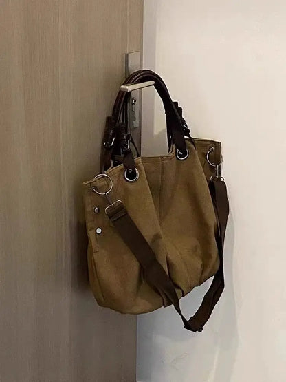 Japanese Retro Safari Style Canvas Bag New Large Capacity Multifunctional Crossbody Tote Bags