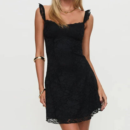 Coquette Lace Slip Dress 90s Vintage Floral Bodycon Mini Cami Dress Frech Style Romantic Brunch Summer Dresses