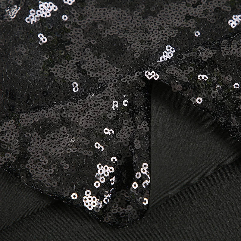Elegant Black Sequins Dress Women's Bodycon Square Neck Autumn Party Dresses Chic Mature Outfits Bling Club Charming