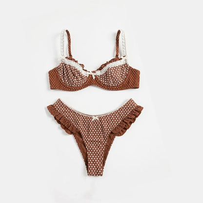 Sexy Underwire Bikini Ruffle Swimsuit Women Swimwear High Leg Two Piece Bathing Suit Beachwear Summer Biquini