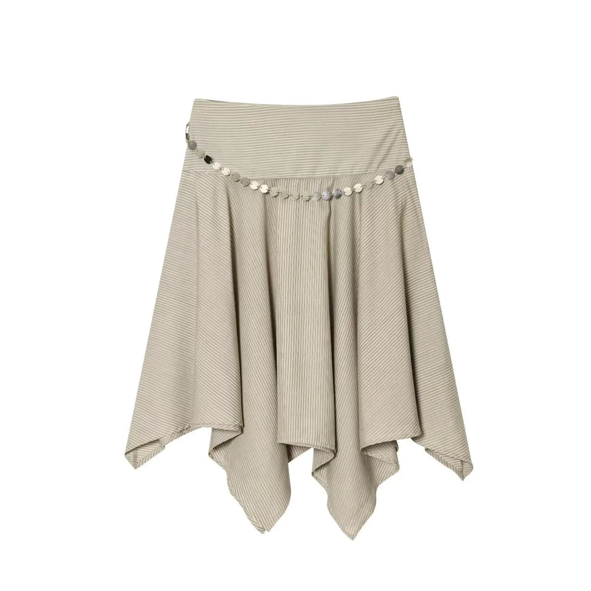ins Style Temperament Fashion Women's Clothing Simple Striped Belt Asymmetrical Midi Skirt